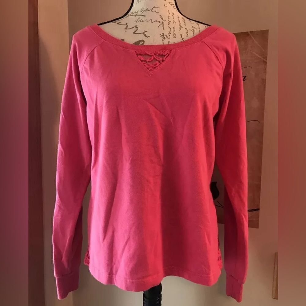 KIWI KATE Active Women's Pink Lace Long Sleeve Top Shirt - Size Large